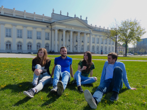 Students enjoying spring at Friedrichsplatz - Kassel